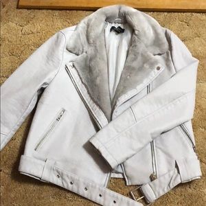 Gray leather (Sherpa) jean jacket